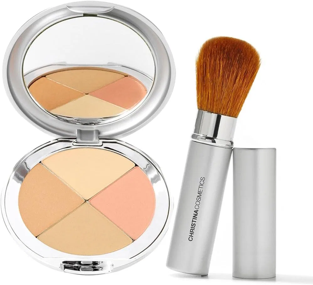 Компактная кисть с румянцами Christina Cosmetics Perfect Pigment 1, серебристый