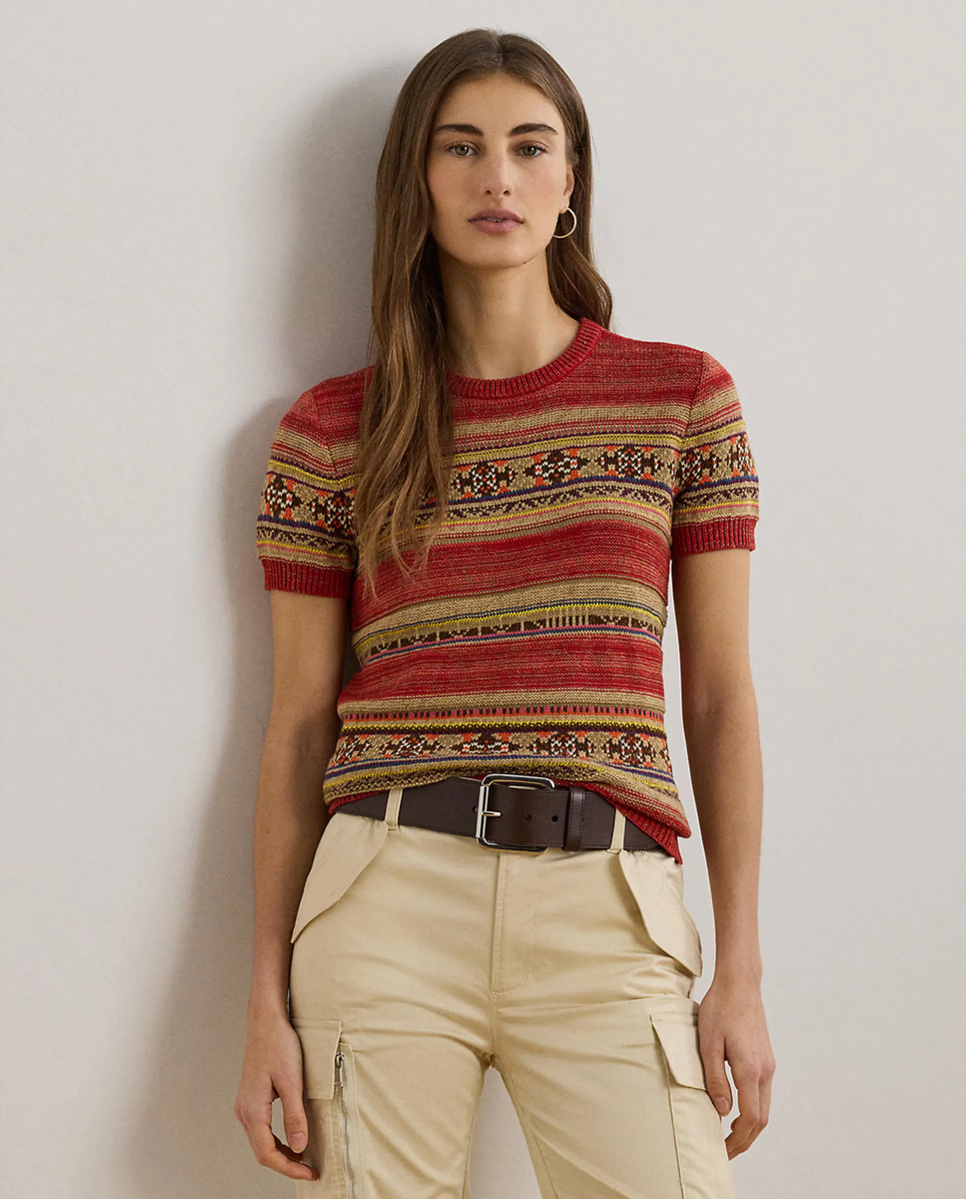 

Женская кофта с коротким рукавом и принтом Lauren Ralph Lauren, красный
