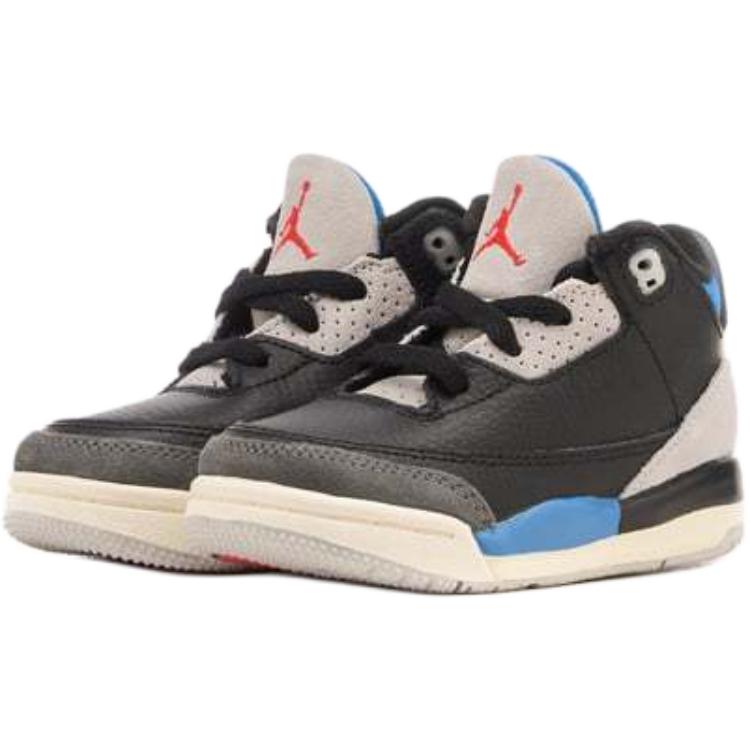 Jordan Air 3 нескользящие износостойкие кроссовки Mid Top для малышей Black Gray — фото 4