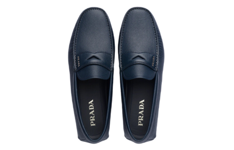 Лоферы мужские Prada Logo Lettering, синий — фото 4