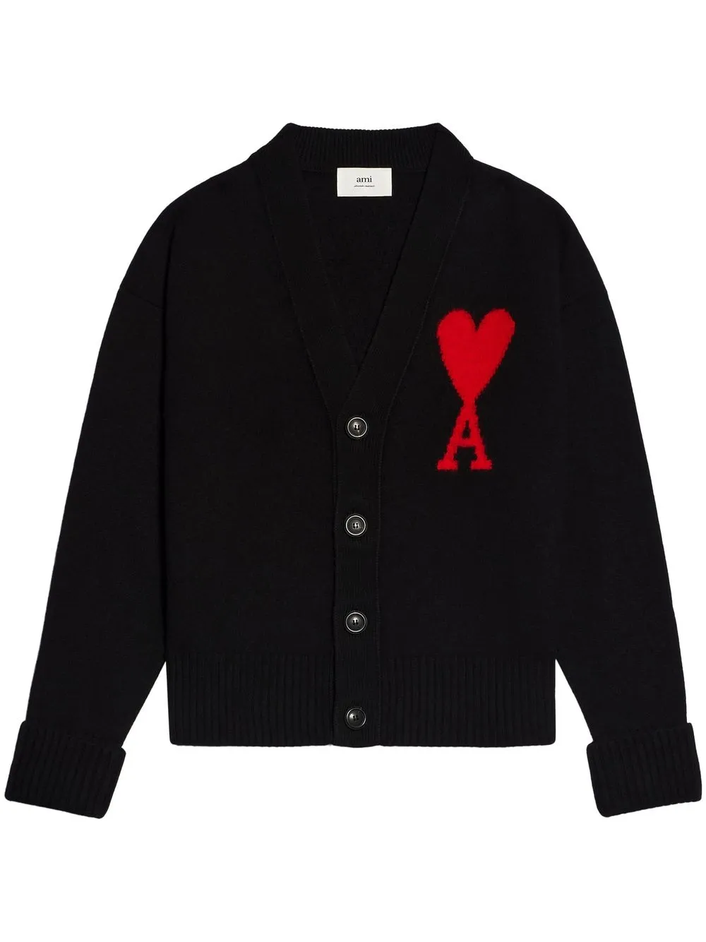 

Кардиган с монограммой Ami de Coeur AMI Paris, черный