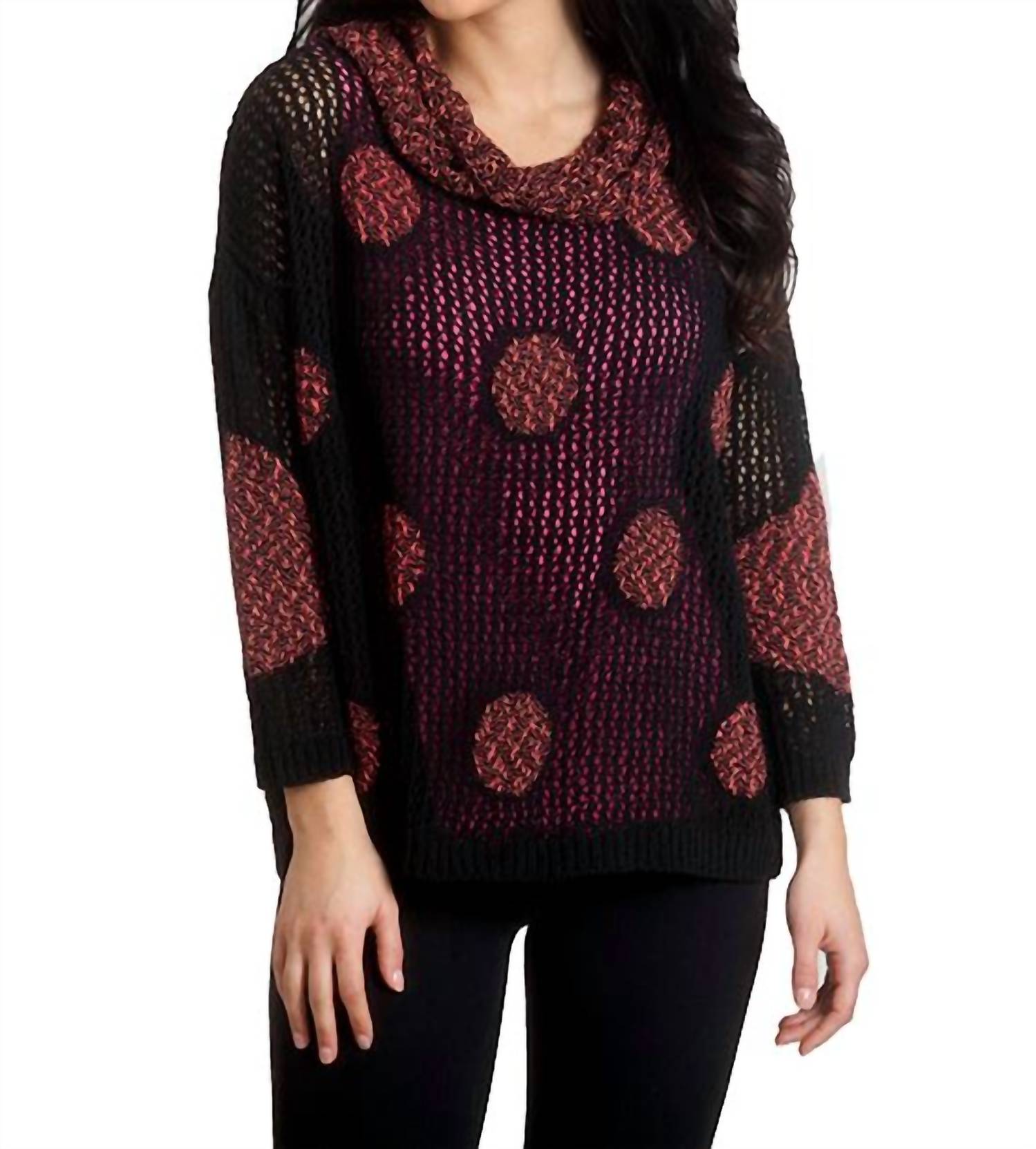 

Пончо в горошек крючком в цвете Blackfucshia french kyss