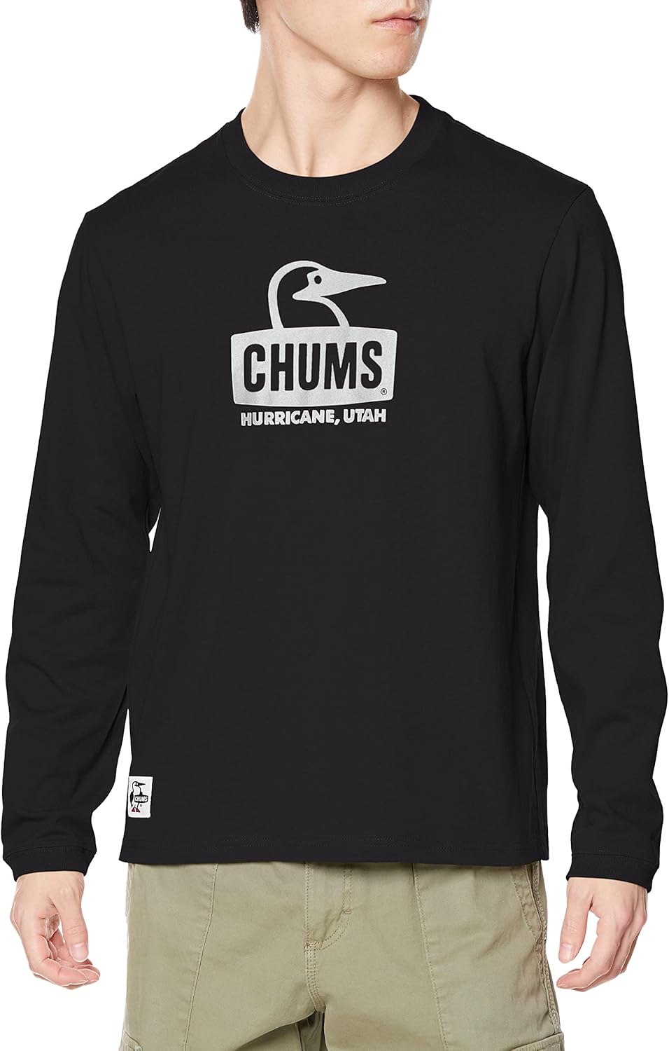 

Мужская футболка CHUMS с длинным рукавом Booby Face, белый/черный