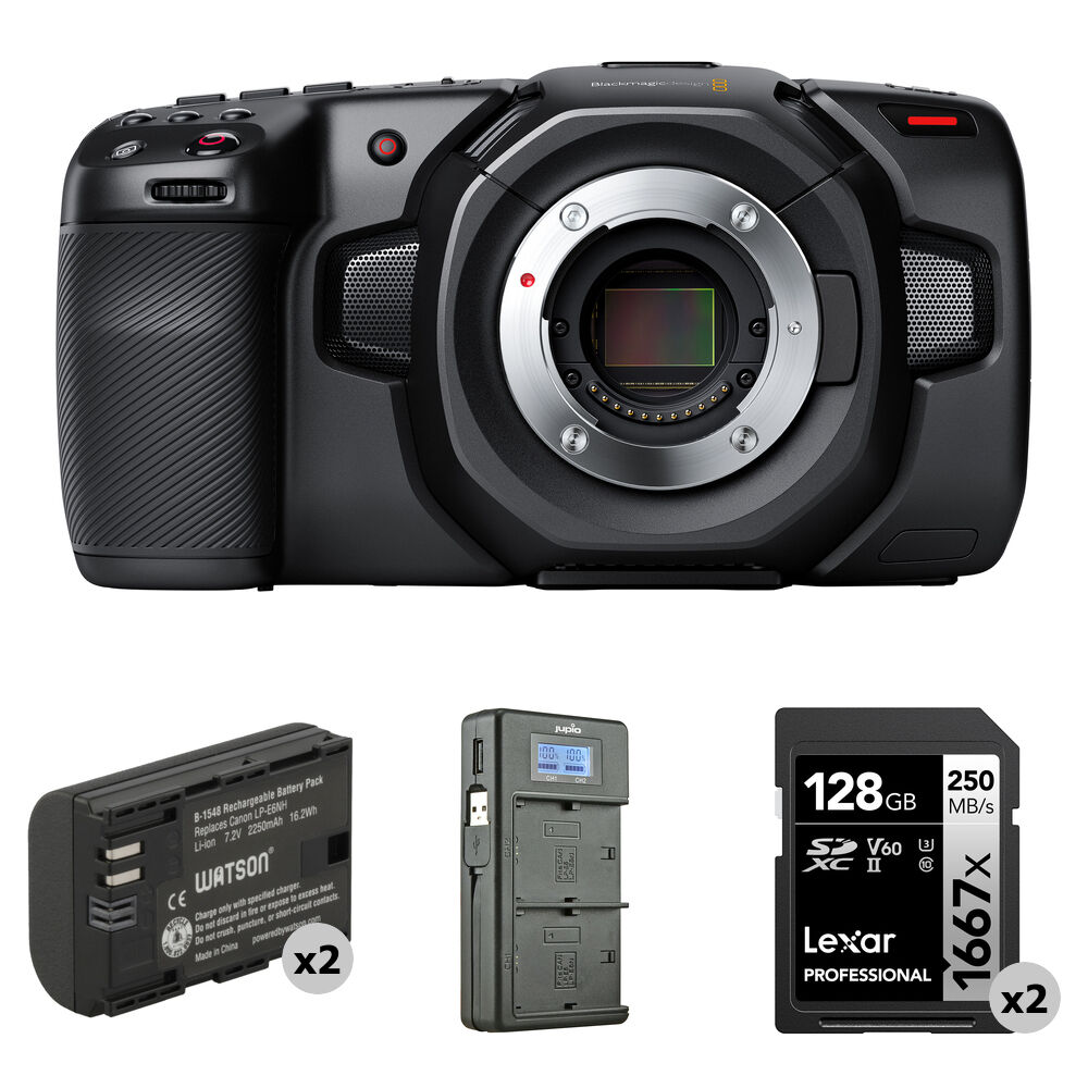 

Комплект Blackmagic Design Pocket Cinema Camera 4K с 2 аккумуляторами, двойным зарядным устройством и 2 SD-картами