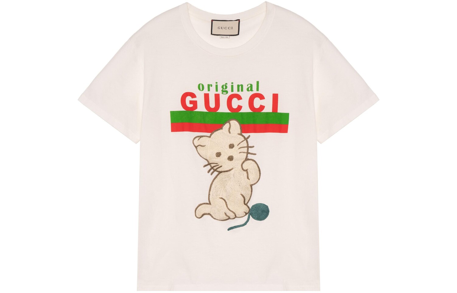 

Футболка женская Gucci с рисунком котика, белый