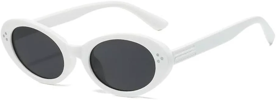 

Модные солнцезащитные очки для женщин, овальной формы, с заклепками, для путешествий, пляжа, плавания, женские солнцезащитные очки, белые и серые MTZJH, One Color