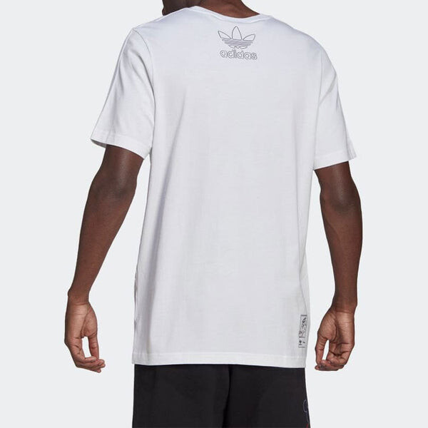 Футболка adidas originals x isney Crossover Cartoon Printing Casual Breathable Stripe Pattern Sports Short Sleeve White, мультиколор — фото 4