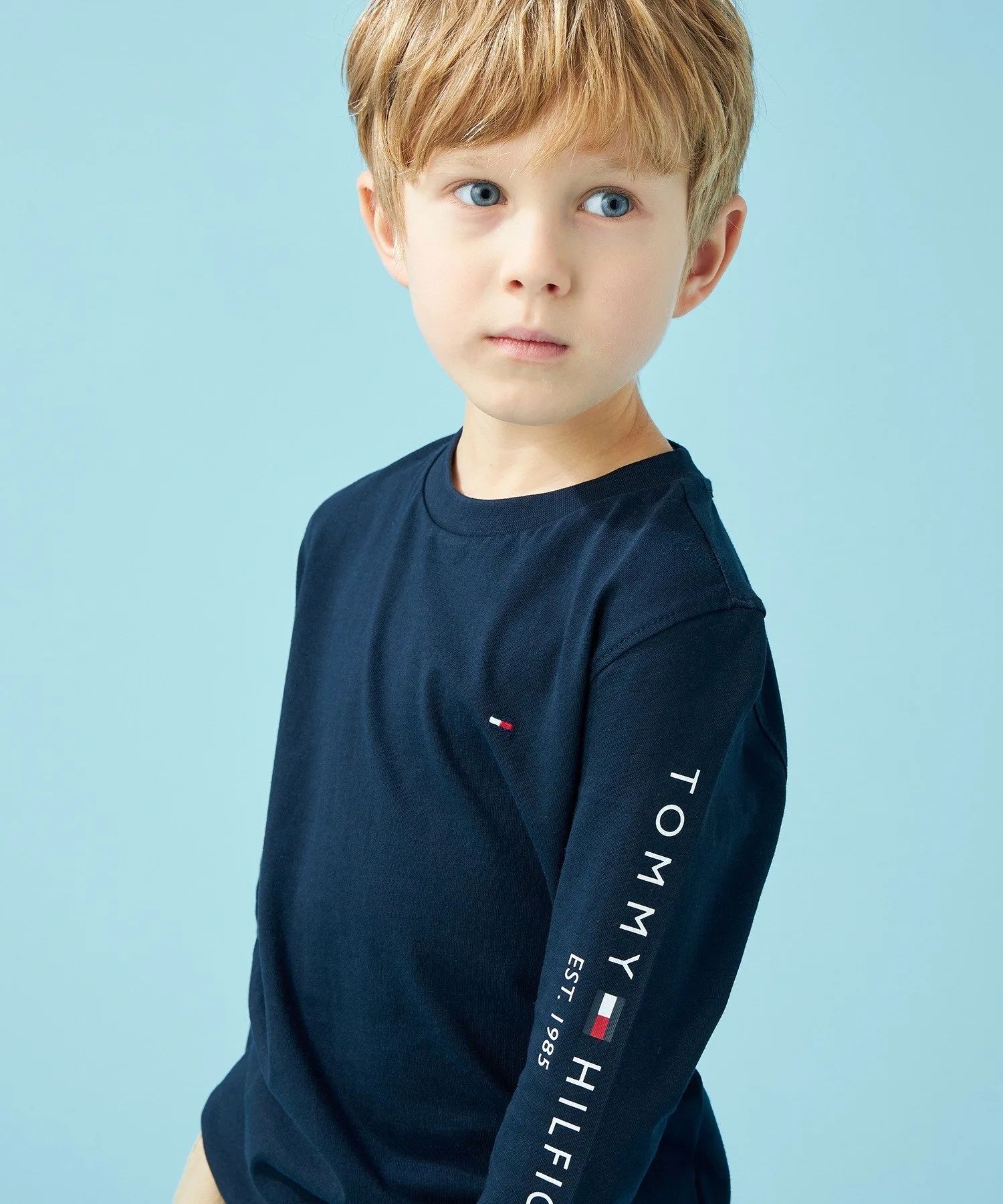 Детская футболка с длинным рукавом Essential Logo TOMMY HILFIGER, Navy DW5 — фото 3
