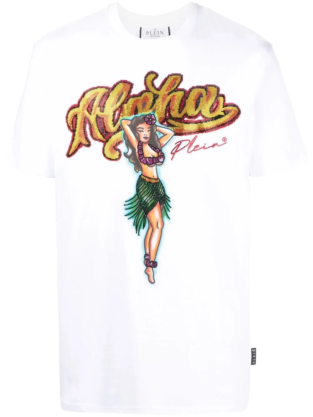 

Футболка с кристаллами и графичным принтом Philipp Plein, белый