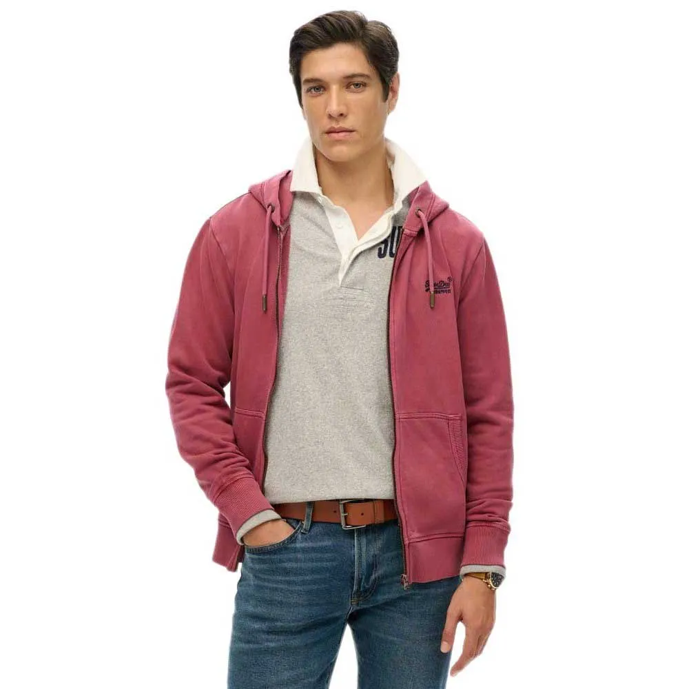 

Толстовка Superdry Essential Logo Washed full zip, розовый