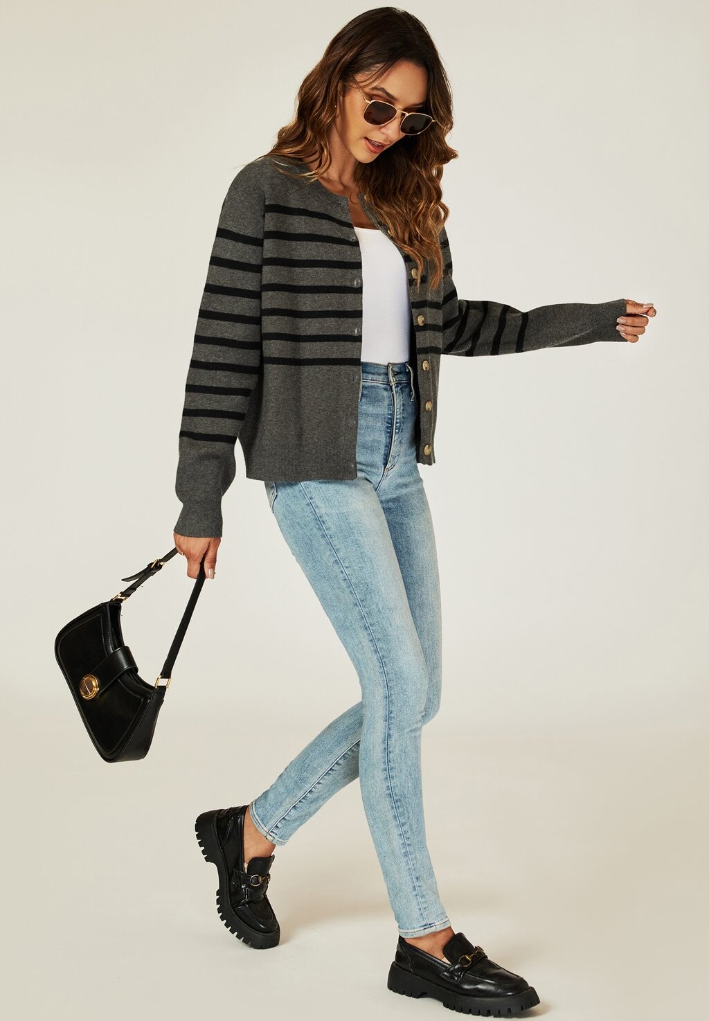 

Кардиган POCKET DETAIL STRIPE PATTEN FS Collection, темно-серый