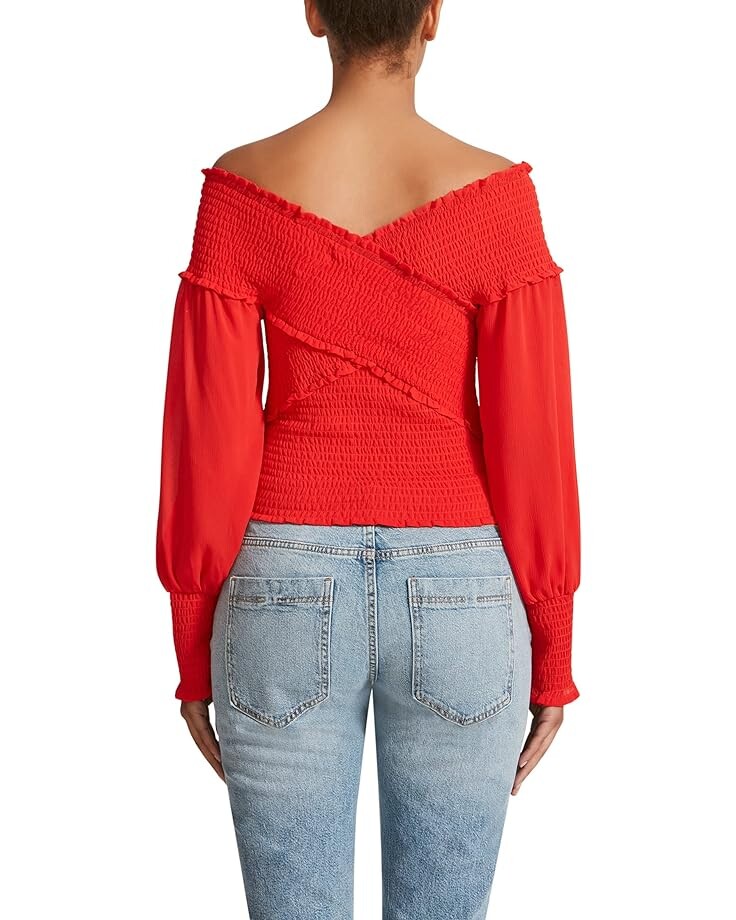 

Топ Steve Madden Long Sleeve Solid Smock Factor Top, цвет Hibiscus