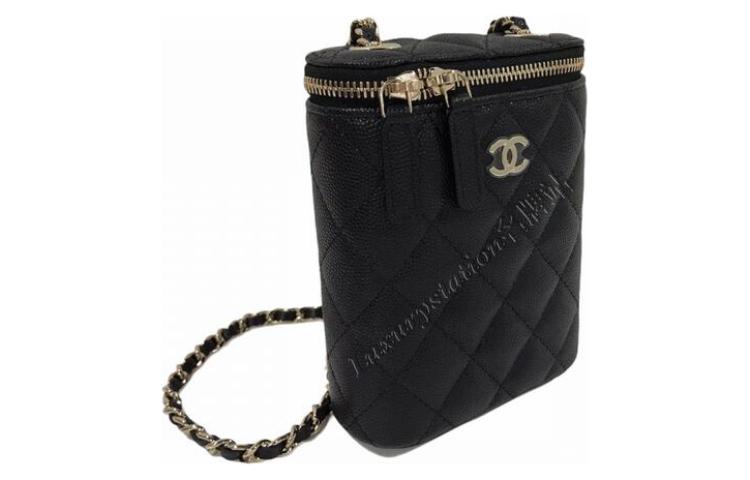 Сумка через плечо из телячьей кожи для фотоаппарата и телефона CHANEL черная — фото 2