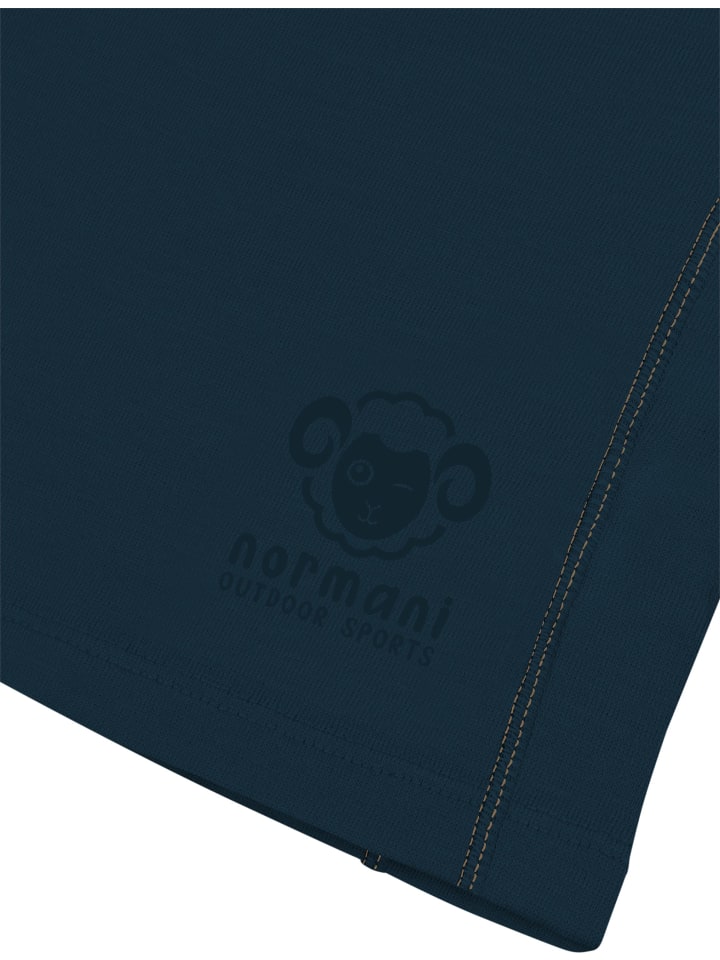Normani Outdoor Sports Детская футболка с длинным рукавом из мериносовой шерсти с молнией на четверть длины, модель Nyapari, темно-синего цвета — фото 4