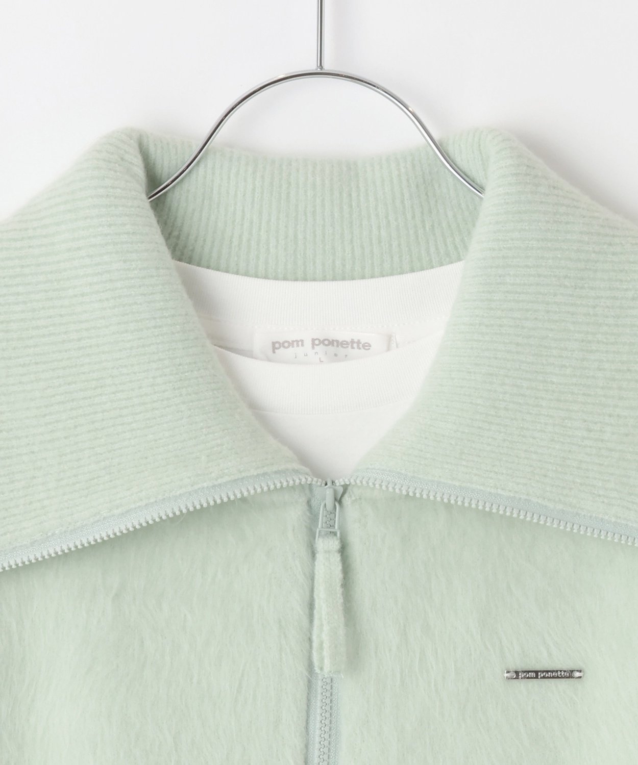 Комплект из вязаного жилета на молнии и длинной футболки Pom ponette junior, White — фото 4
