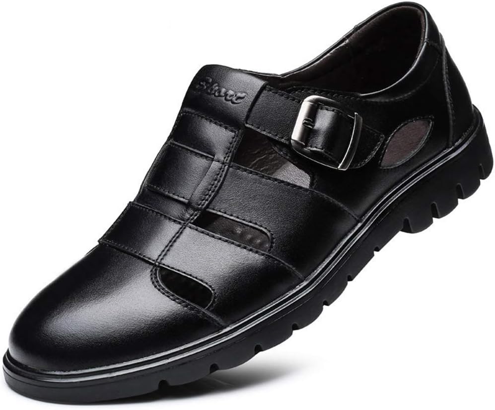 

Мужские деловые сандалии CMM с закрытым носком и кожаным ремешком, стильные пляжные сандалии, большой размер, черный