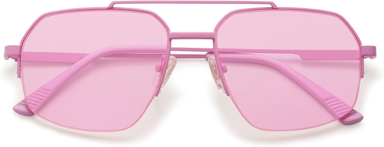 

Модные солнцезащитные очки-авиаторы SOJOS для мужчин и женщин, в стиле ретро, ​​с двойной перемычкой, металлической оправой и полуободковой конструкцией, модель SJ1191, Pink