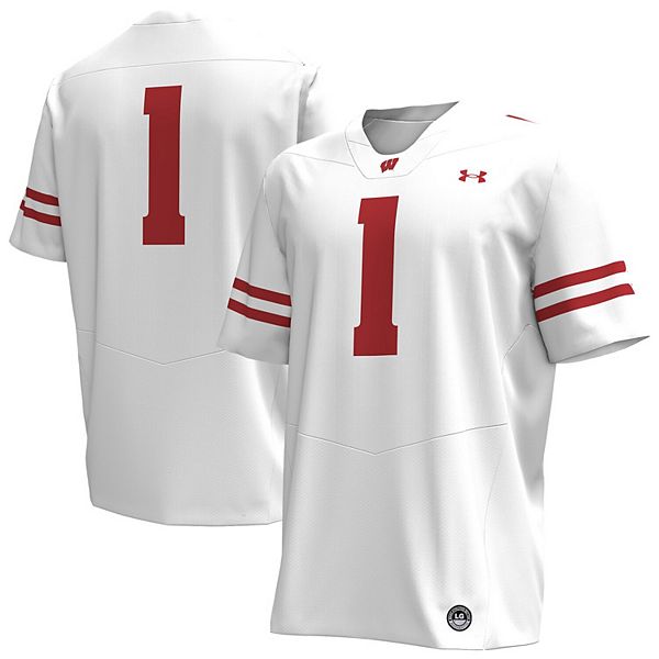

Мужская футболка Wisconsin Badgers #1 белая Under Armour