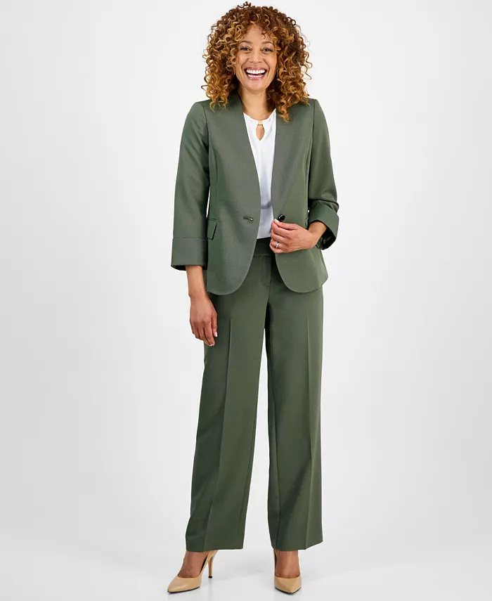 

Женский брючный костюм без воротника, свободного кроя и размера Petite Le Suit, зеленый