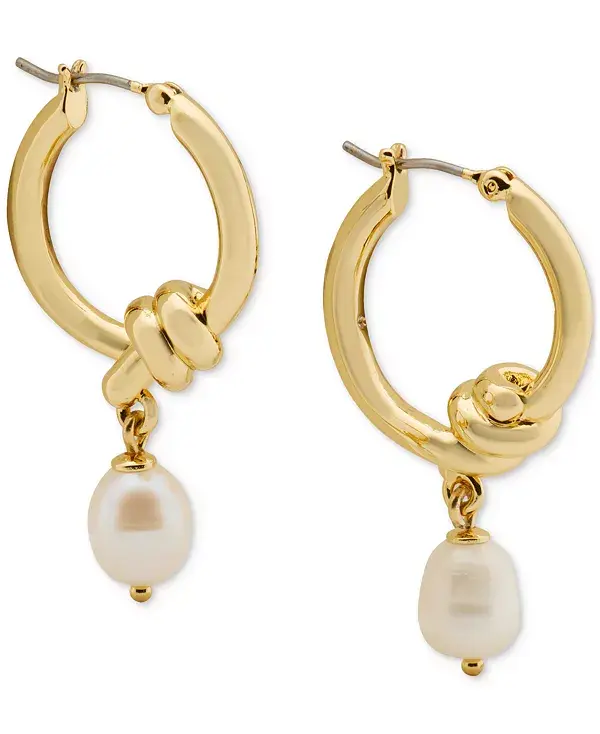 

Серьги-Кольца с подвесками-узлами из золотистого пресноводного жемчуга Kate Spade New York, cream/gold