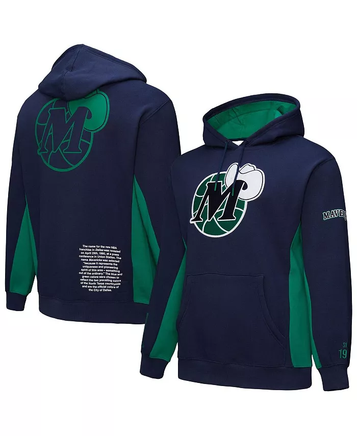 

Мужская синяя толстовка с капюшоном Dallas Mavericks Hardwood Classics Team Origins из флиса Mitchell & Ness
