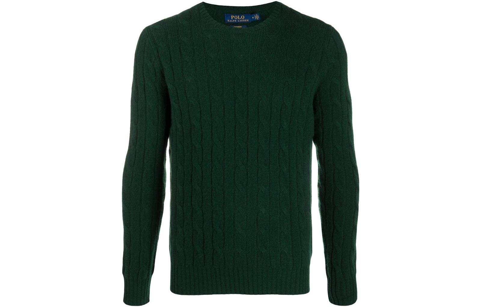 

Кашемировый джемпер с косой вязкой Polo Ralph Lauren, зеленый