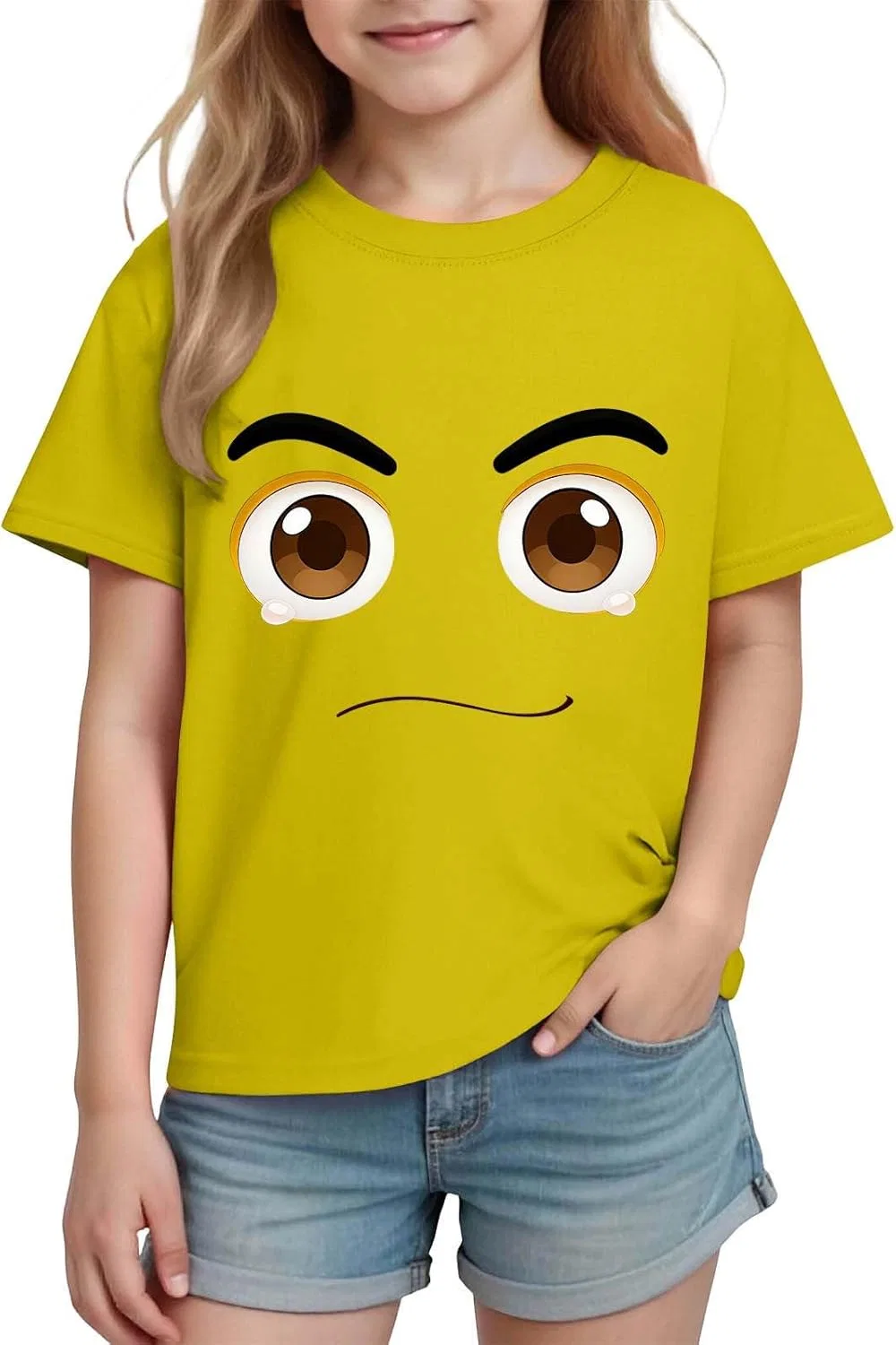 Футболка с графическим принтом Funny Face Expression, Zzalalana, желтый — фото 4