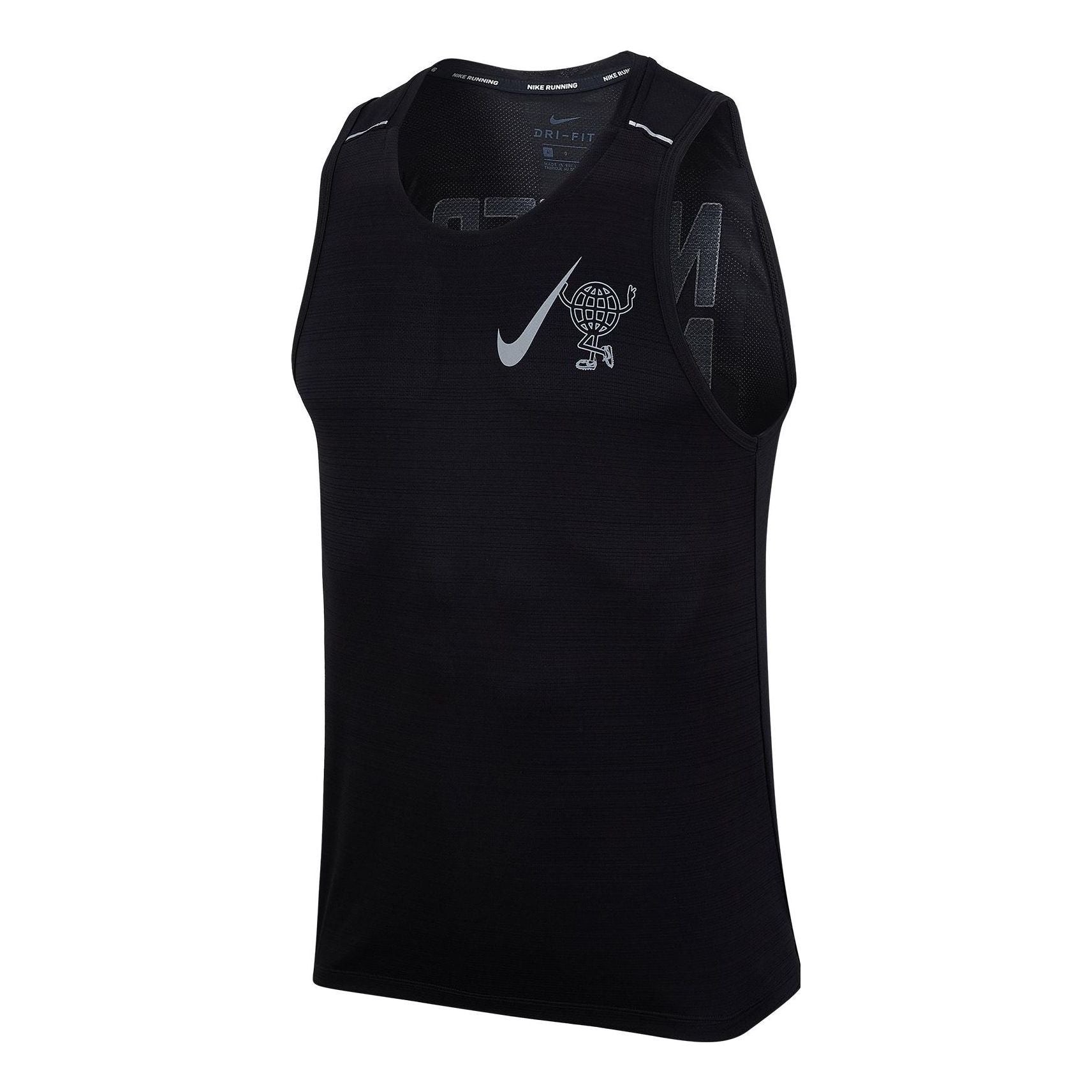 Мужская спортивная беговая жилетка Nike Miler Reflective Alphabet Quick Dry, черная, с отражающими буквами алфавита, модель