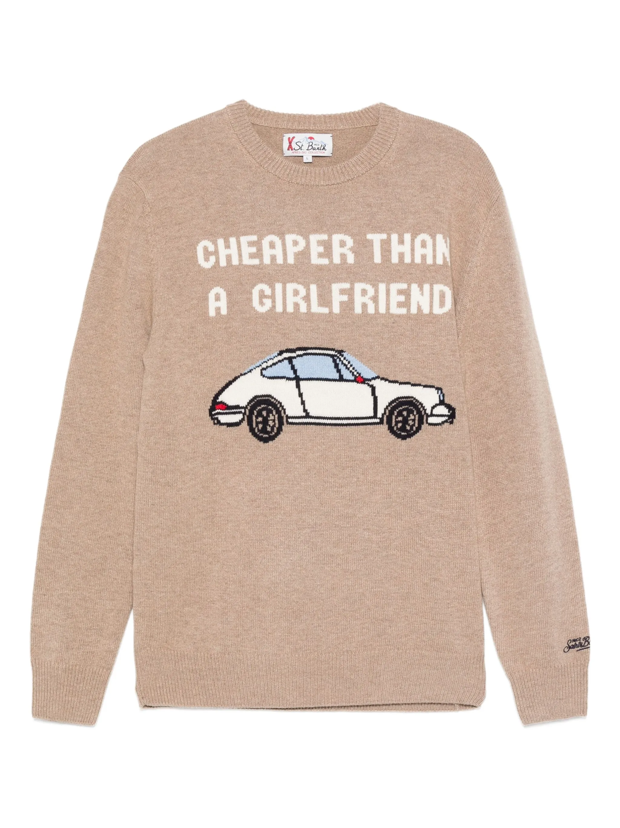 

Свитер с автомобильным рисунком Mc2 Saint Barth, бежевый
