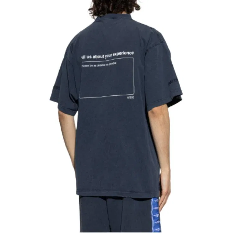 Футболка Regular Fit Balenciaga синяя — фото 4
