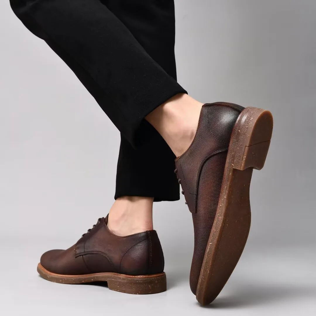 

Мужские классические туфли, кожаные оксфорды с закрытой шнуровкой и простым носком Arkbird, темно-коричневый