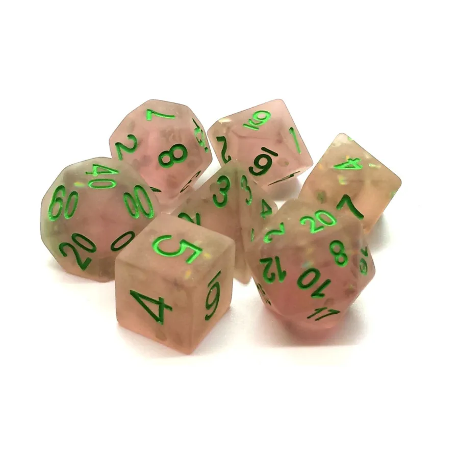 

Набор Poly Set Frosted Firefly Pink с зеленым (7), Acrylic-Resin Dice - Infused