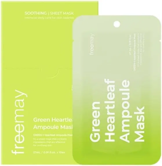 Листовая маска Freemay Yellow Green Heart Leaf успокаивающая, 27 мл
