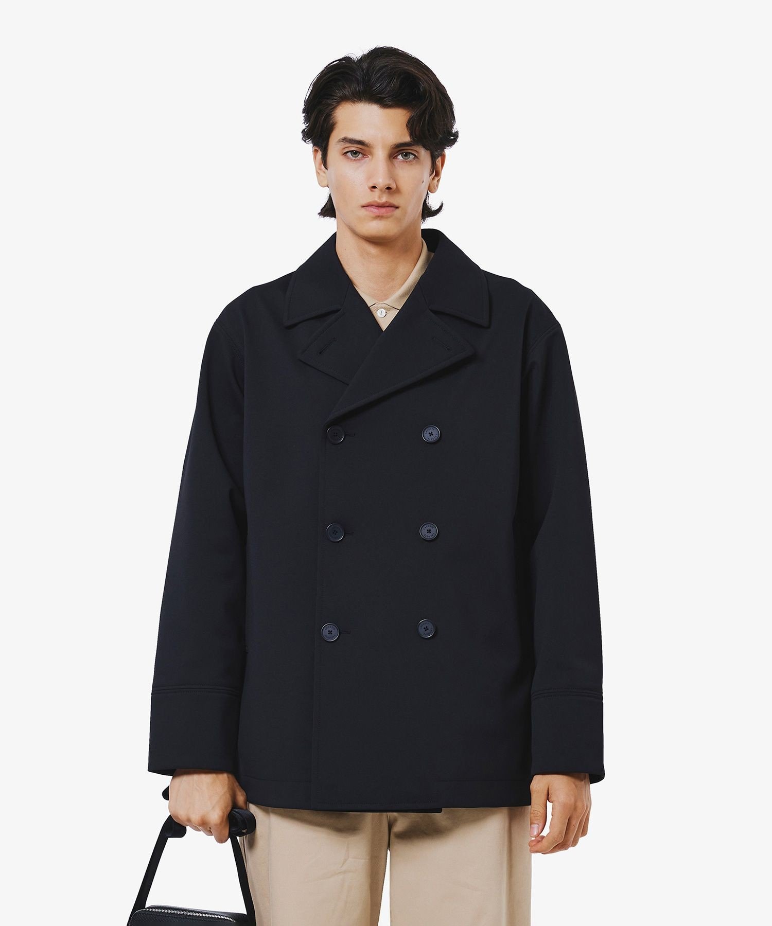 Трехслойное пальто-бушлат пике LACOSTE, Black
