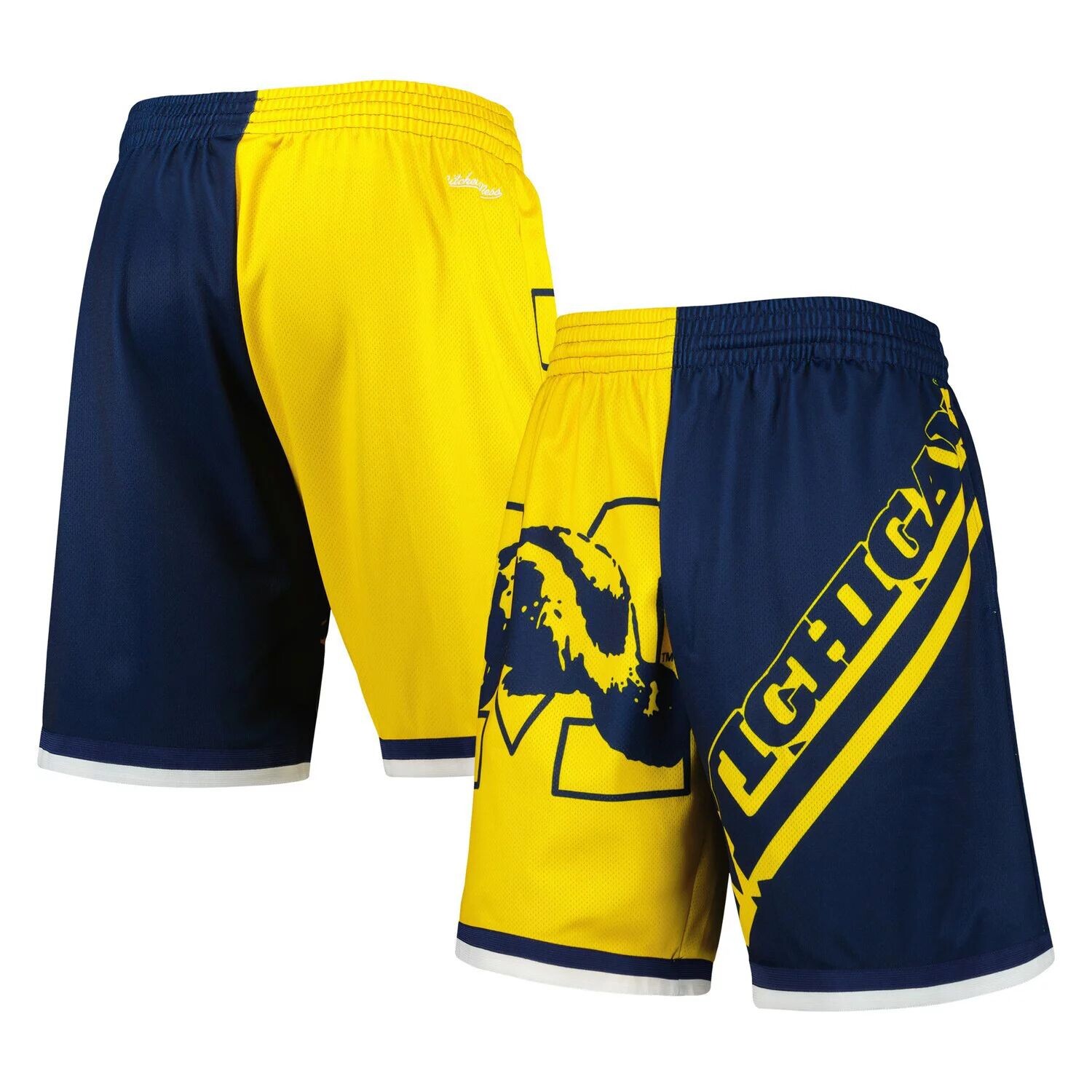 

Мужские модные шорты Mitchell & Ness Maize/Navy Michigan Wolverines Big Face 5.0