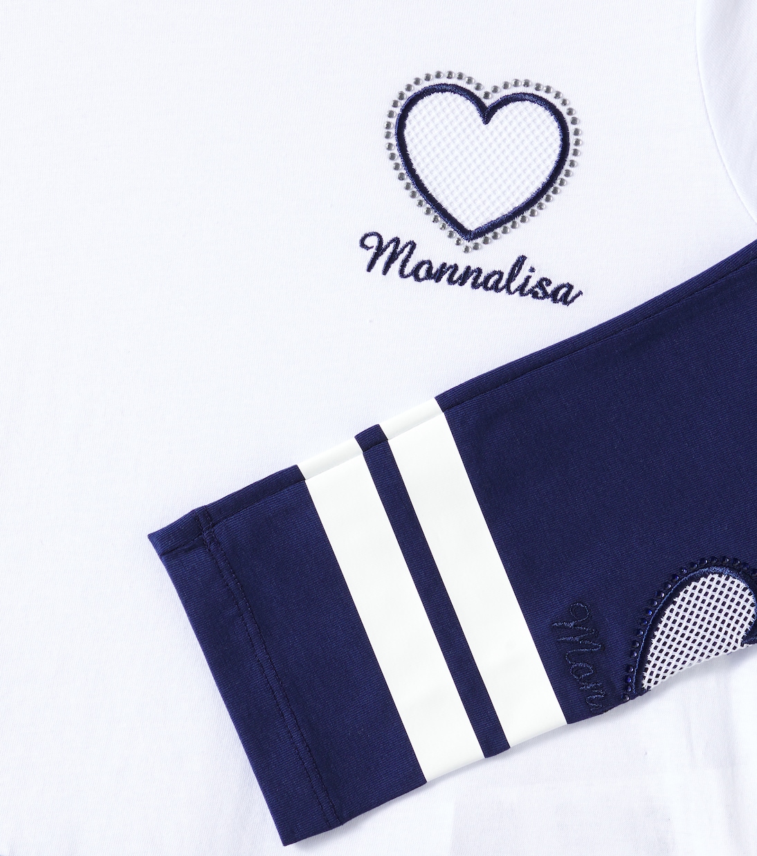 Комплект из хлопкового трикотажного топа и леггинсов Monnalisa, Bianco + Blu — фото 3