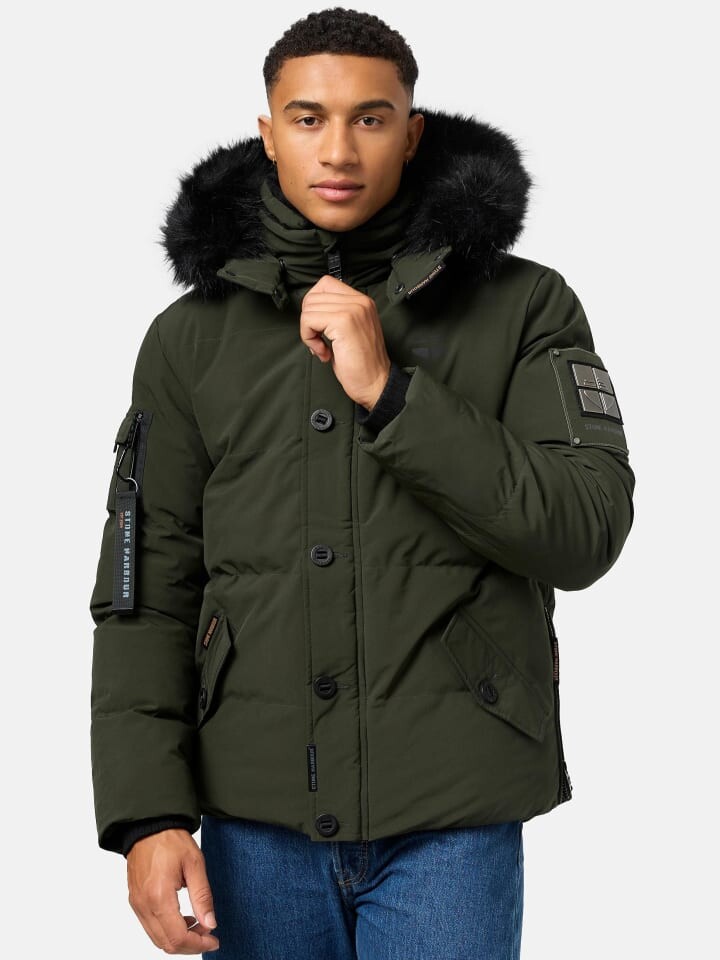 

Куртка STONE HARBOUR Halvaar, цвет olive mit schwarzem fell