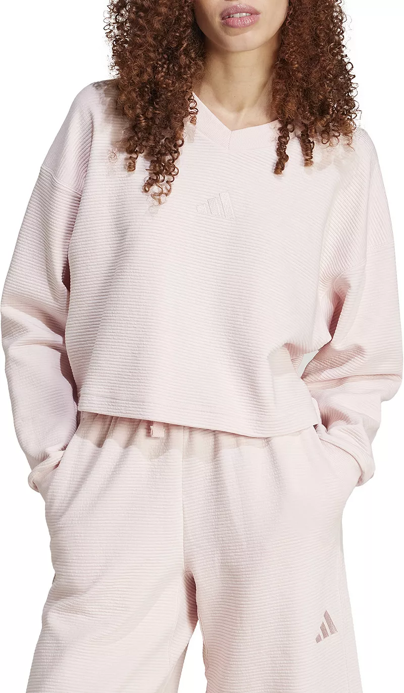 

Adidas Женская толстовка с v-образным вырезом в рубчик ALL SZN, цвет Sandy Pink