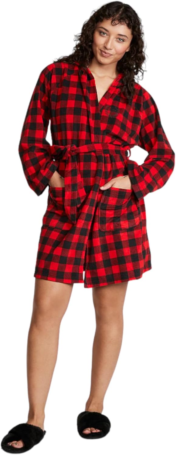 

Короткий розовый флисовый халат Victoria's Secret, Red