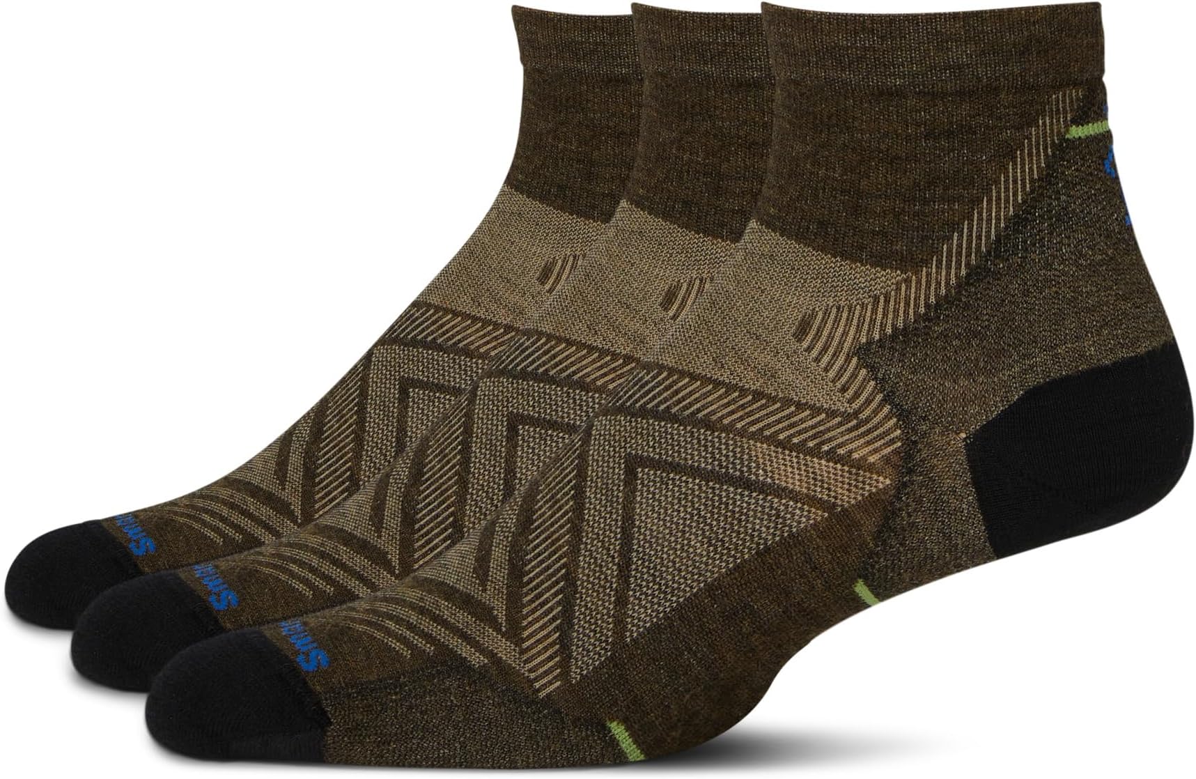 

Носки Smartwool Run Zero Cushion Ankle Socks 3-Pack, цвет Military Olive