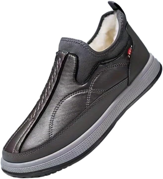 

Hhhchpm Термоустойчивые зимние ботинки Мужские зимние кроссовки без шнурков с противоскользящей подошвой из ПВХ, легкое надевание - ботинки для снега, льда, повседневной и официальной носки, серый