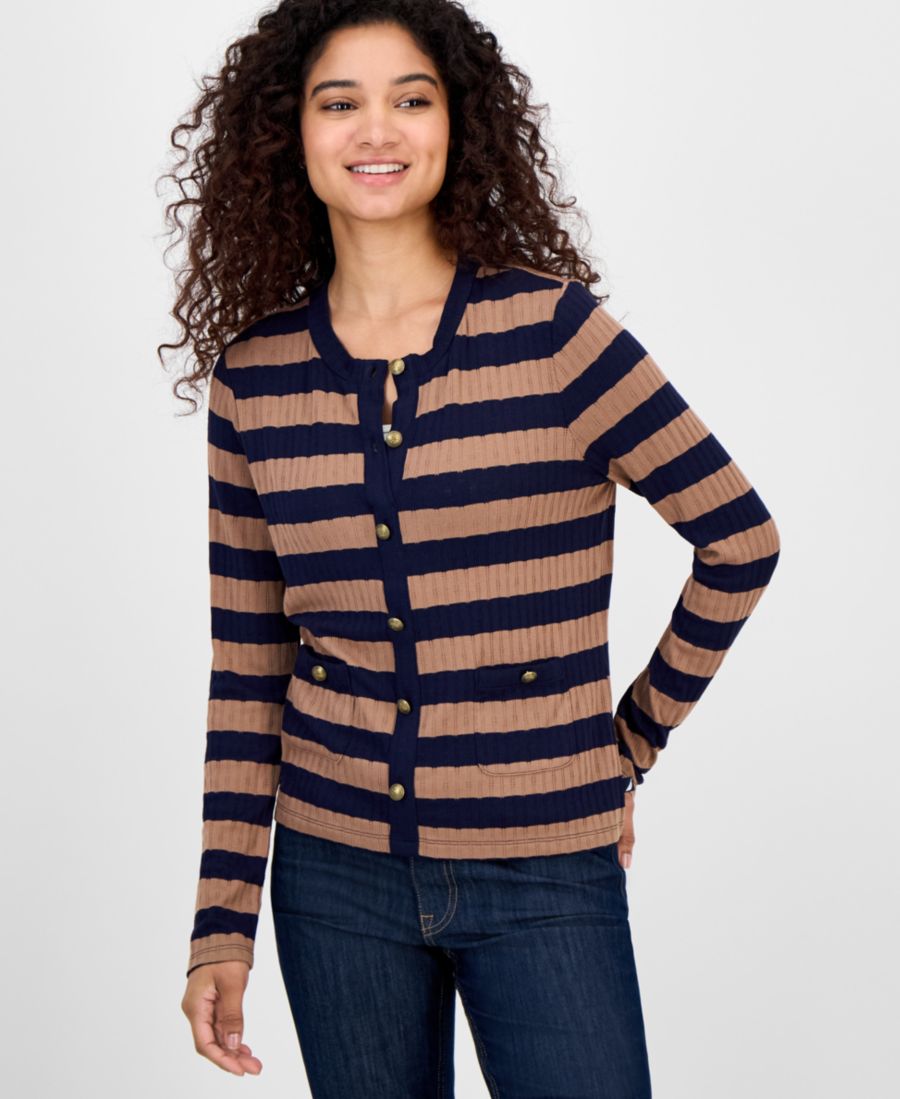 

Женский полосатый кардиган из искусственной вязки Nautica Jeans, Barley Multi