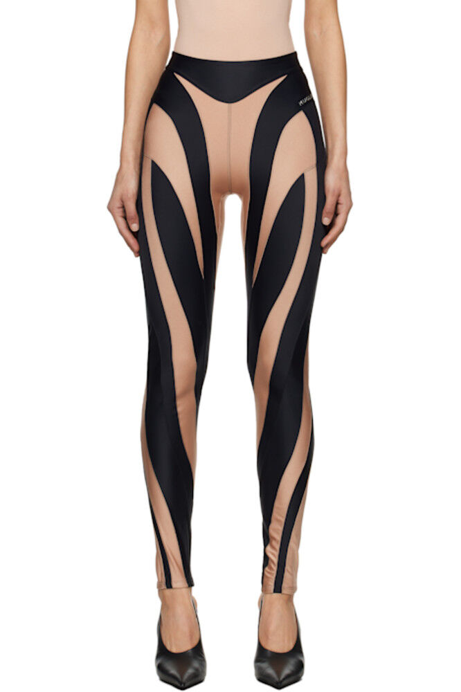 

Леггинсы со спиралью черного и коричневого цветов Mugler
