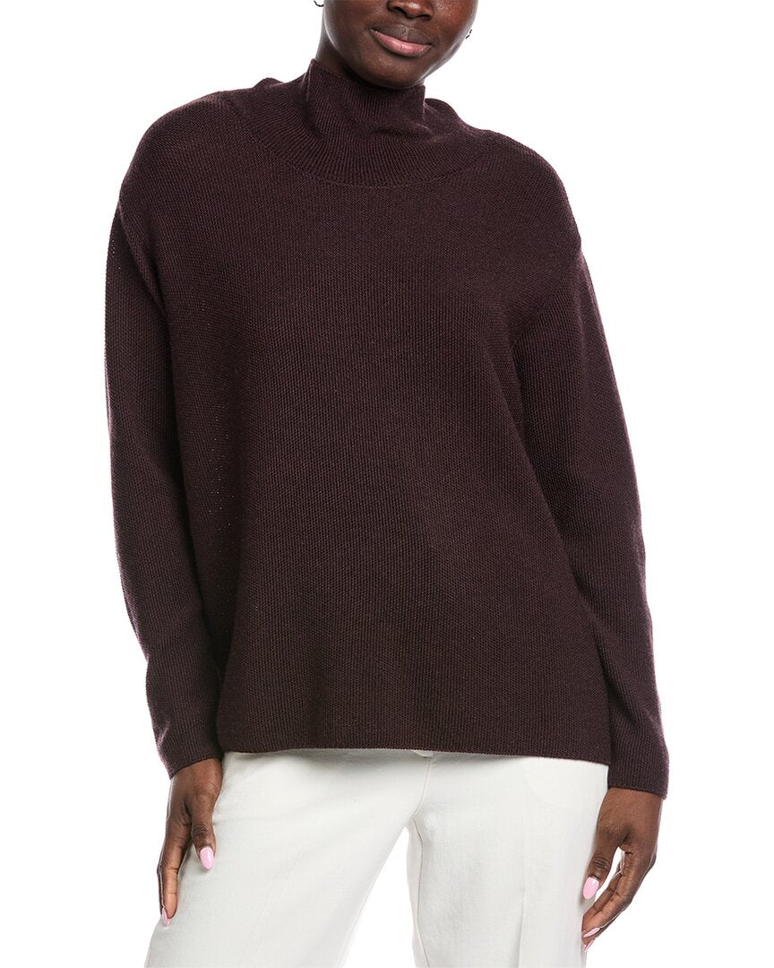 

Свитер с высоким воротом из шерсти EILEEN FISHER, красный