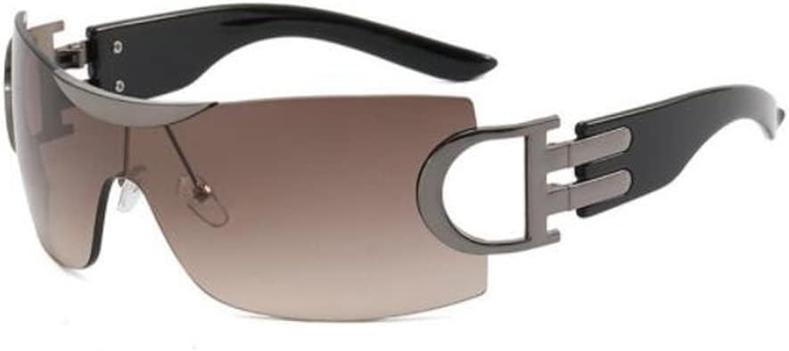 

Солнцезащитные очки без оправы, цельные солнцезащитные очки с прогрессивными линзами, очки с защитой от УФ-излучения, металлическая отделка, полые солнцезащитные очки PUB, Gun Grey Frame Double Coffee