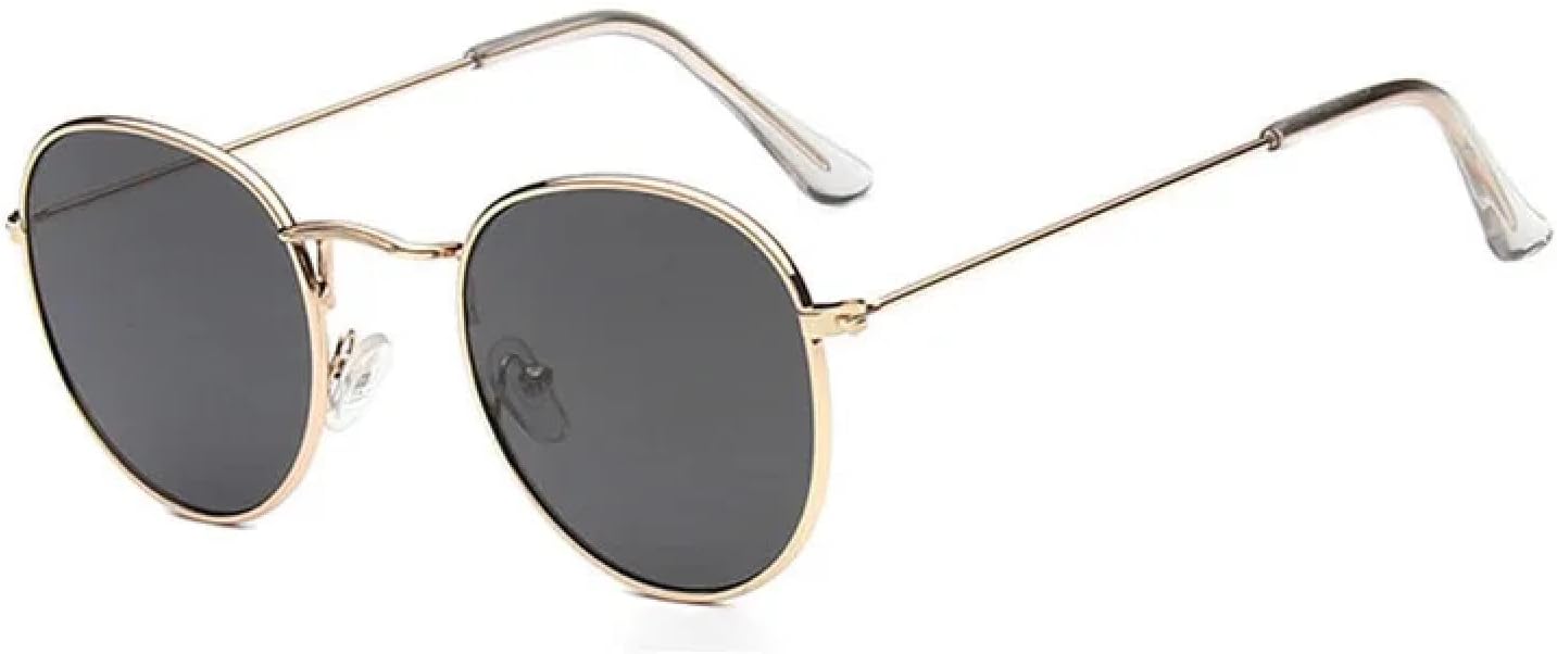 

Солнцезащитные очки с защитой UV400 | Круглая оправа, линзы конфетного цвета | Для женщин и мужчин, для занятий спортом на открытом воздухе и вождения DSVIGF, Gold Grey