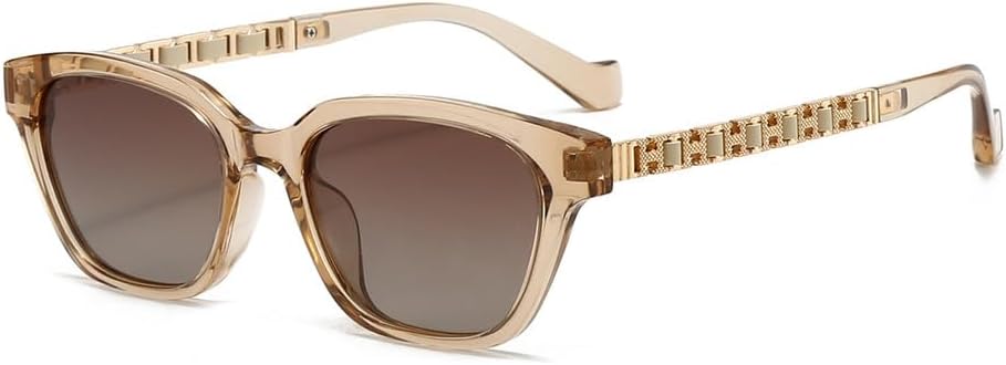 

Поляризованные солнцезащитные очки в маленькой оправе для женщин, солнцезащитные очки с цепочкой и полой оправой, женские очки с защитой от УФ-излучения UV400 HCPIHF, C4