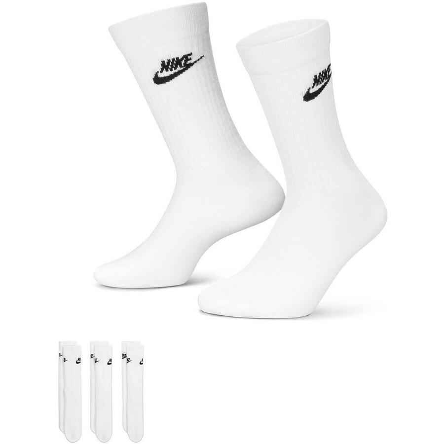 НОСКИ Nike Sportswear Everyday Essential Crew, 3 пары, белые, унисекс — фото 3