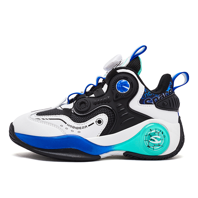 

Баскетбольные кроссовки для детей и подростков с противоскользящей амортизацией и отскоком HOBIBEAR, черный/белый/синий