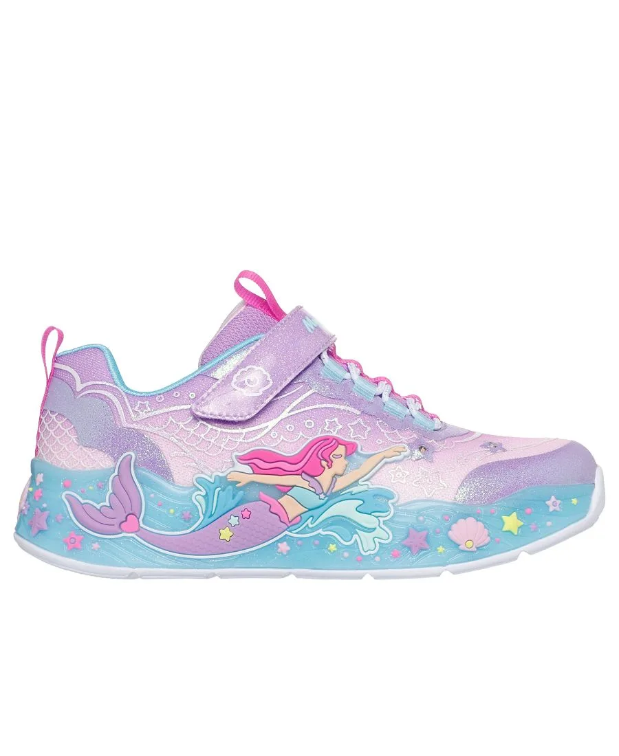 Детские кроссовки для девочек S-Lights: Mermaid Dreams с подсветкой и ремешком от Finish Line Skechers, мультиколор — фото 2